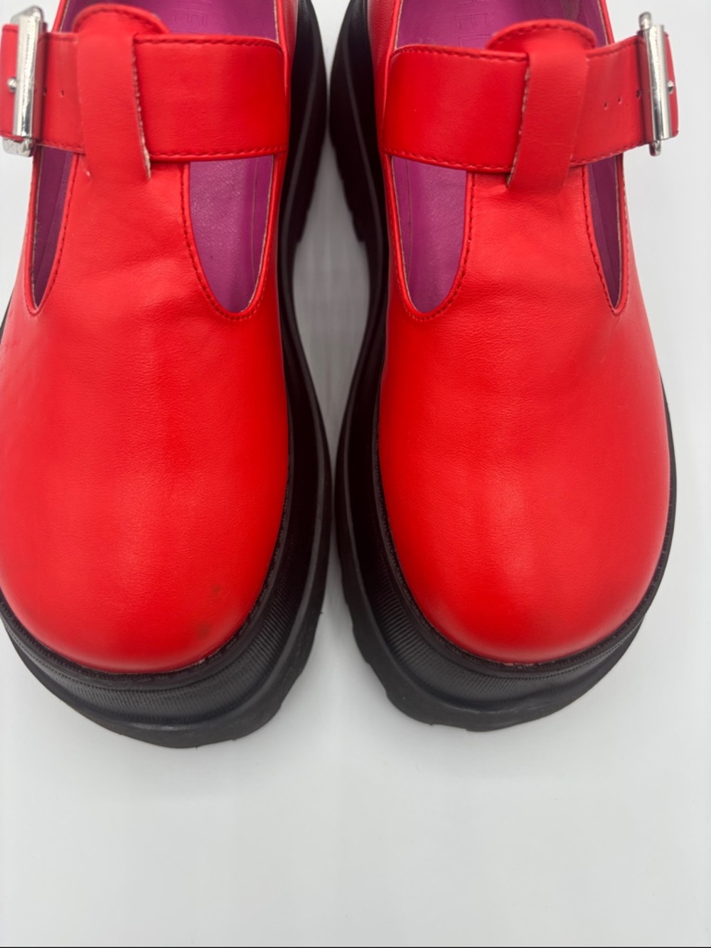 dELiA*s by Dolls Kill Red Platform Mary Jane with Black Lug Sole - Picture 4 of 16